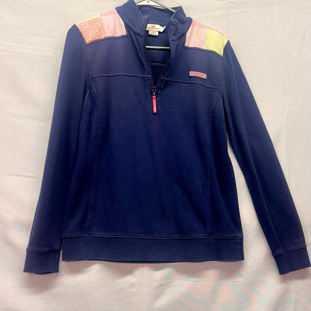 Vineyard Vines Navy Cotton Quarter-Zip quilted‎ size small